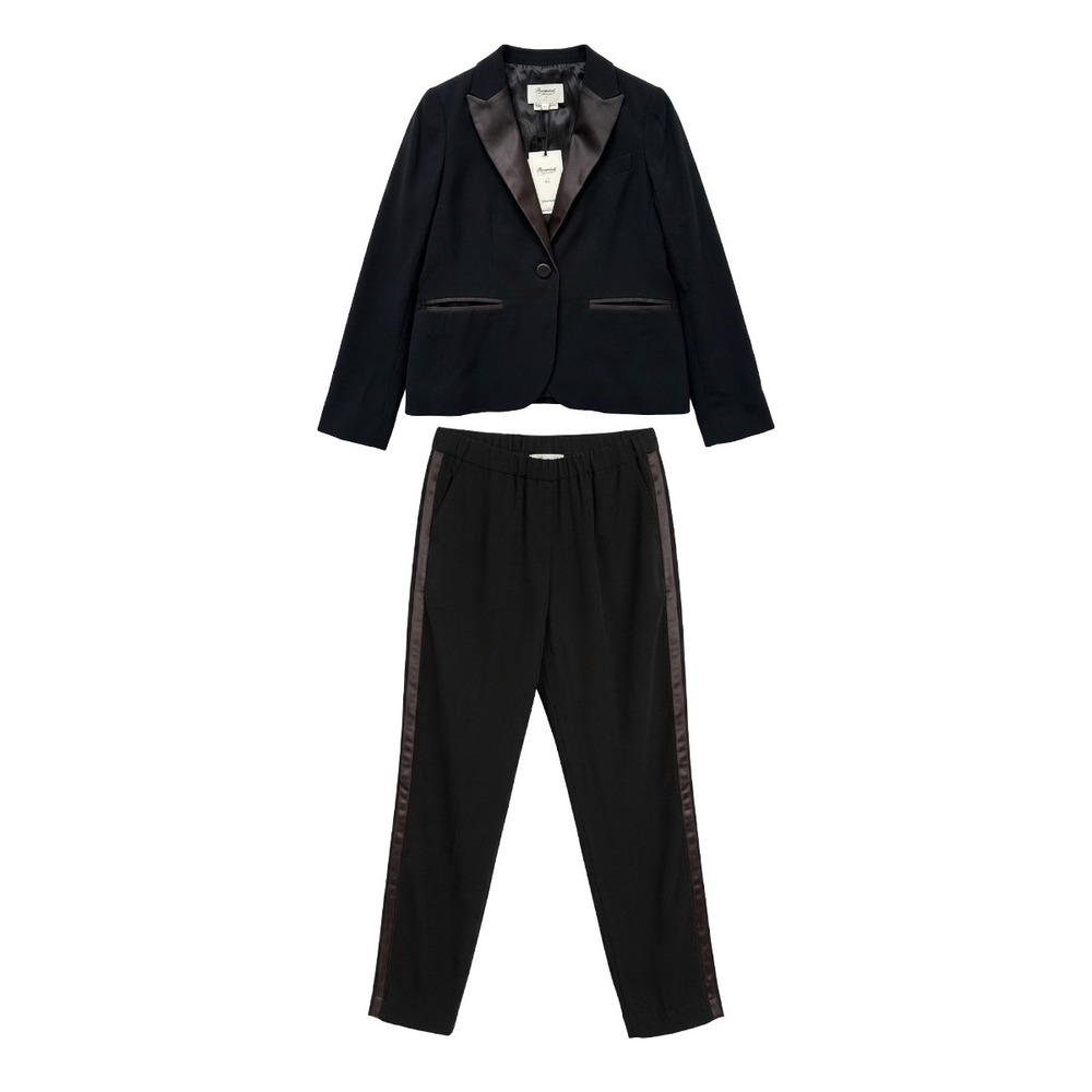 NWT Bonpoint Couture Joannie Blazer & Joe Tuxedo Stripe Trousers in Black Sz 10